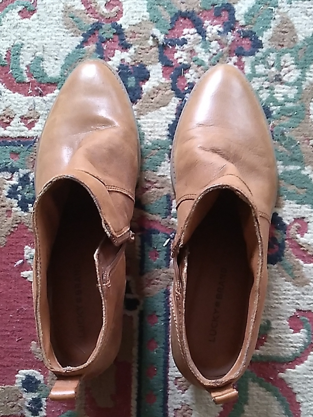 Lucky Brand Women's Cognac Leather Chukka Booties